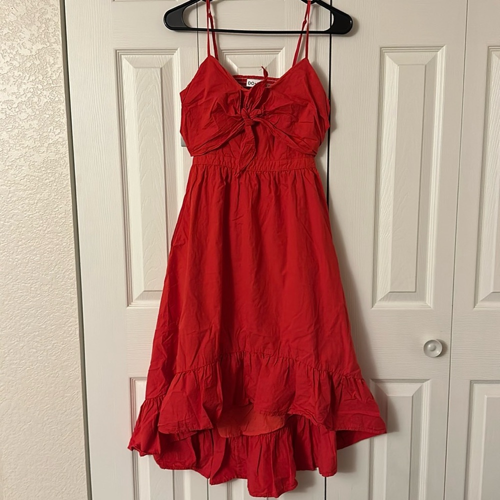 Do + Be red high/low dress
